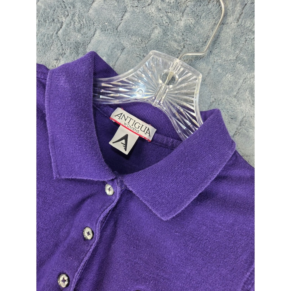 Antigua Womens Purple Cotton Polo Shirt Pirates Embroidered Logo Size M